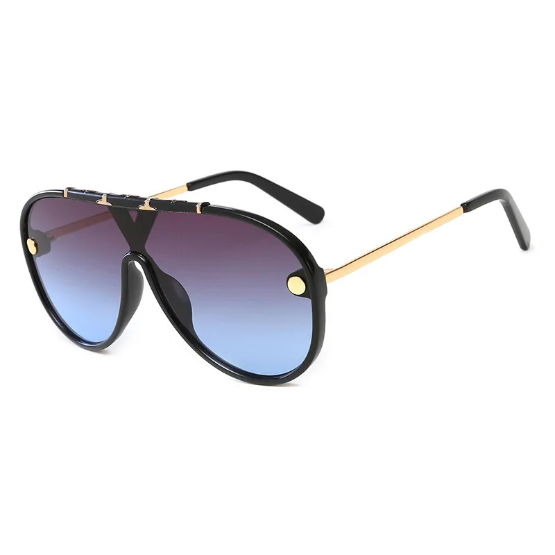 

2021 Oversized Sunglasses Vintage Brand Driving Sun Glasses Women Men Flat Top Big Frame Sunglass Retro Siamese Eyewear UV400