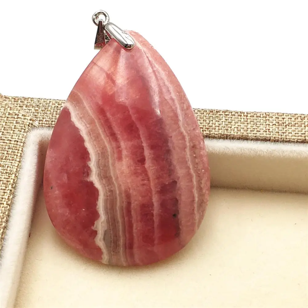 Высокое качество натуральный розовый красный родохрозит кулон 41x29x8 мм капли воды