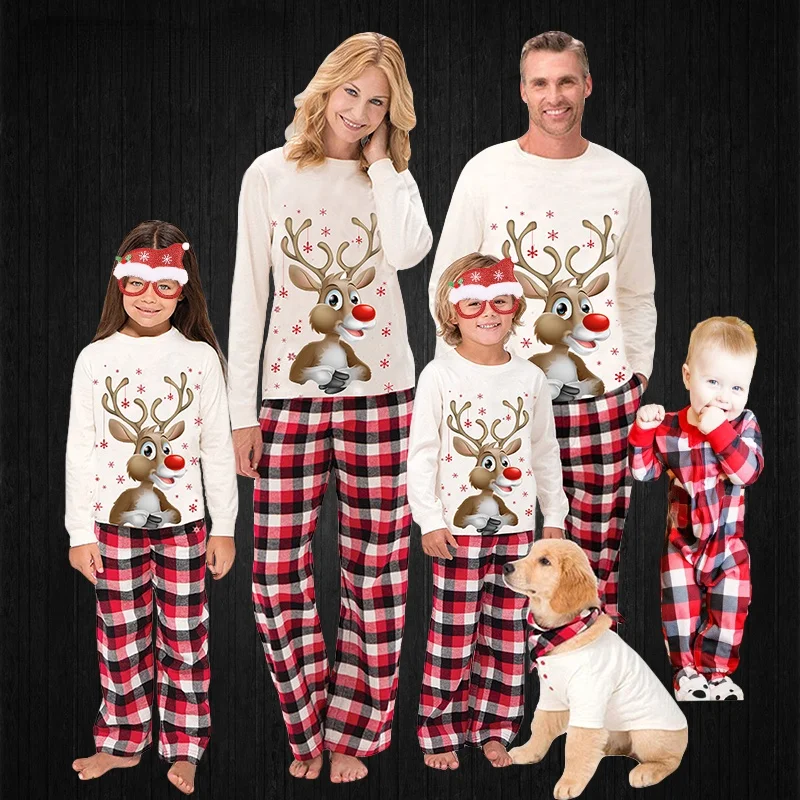 

Winter 2021 Cotton Family Matching Christmas Pajamas New Year Mother Daughter Clothing Set Mom Daddy Baby Girl Boy Family Look