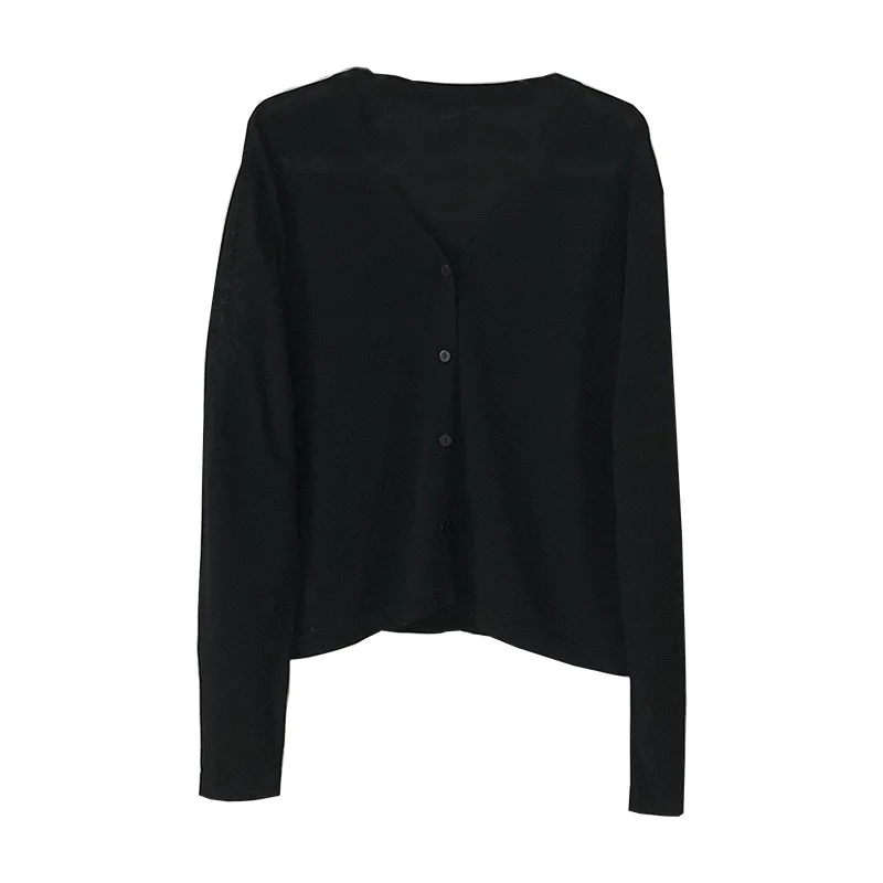 Укороченный кардиган с V-образным вырезом женские летние вязаные кардиганы