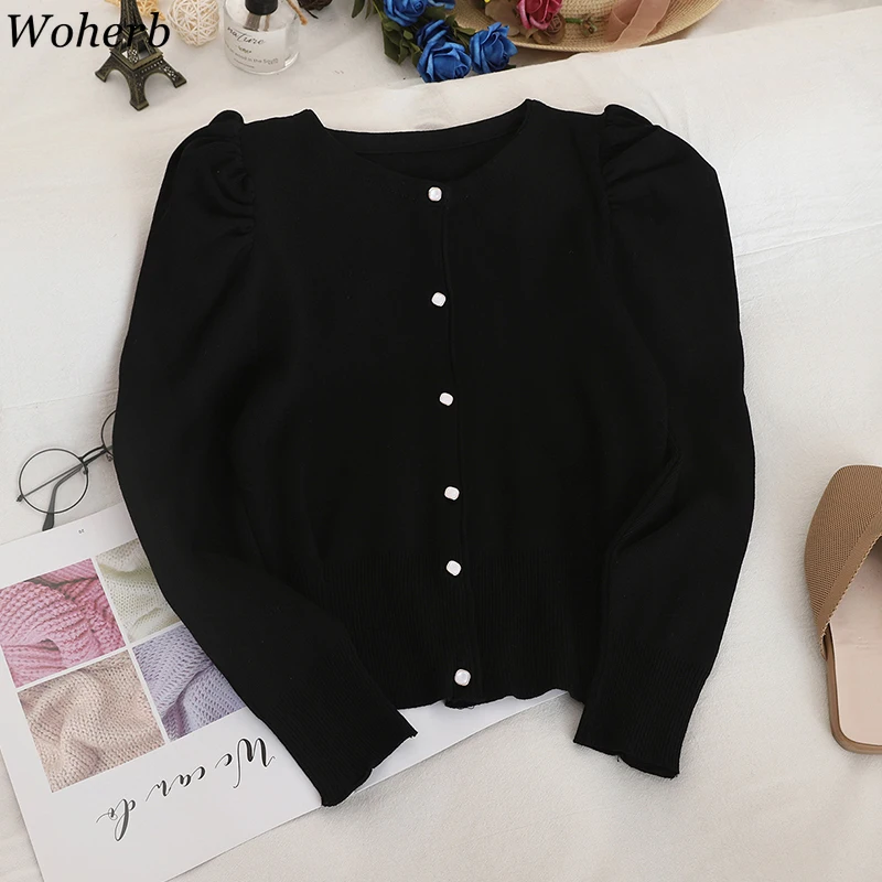 Кардиган женский короткий однотонный трикотажный в Корейском стиле 91149 |