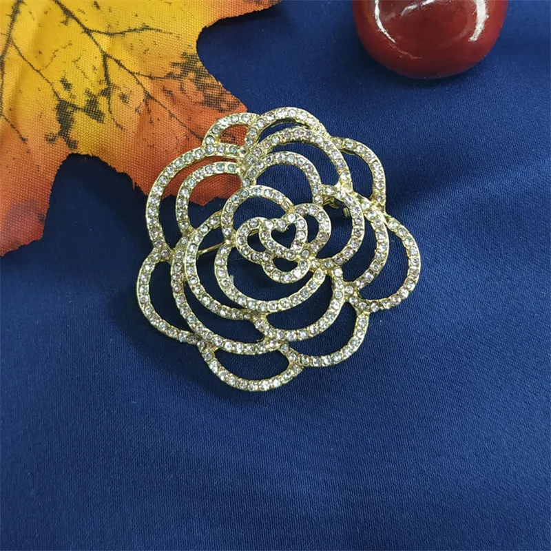 Роскошный бренд Камелия цветы отворот булавки стразы броши цветок брошь