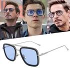 Женские и мужские ретро-очки MADELINY, квадратные солнцезащитные очки в оправе из сплава с градиентными линзами, в стиле героев Мстителей, Тони Старка, в летающем стиле, Эдит