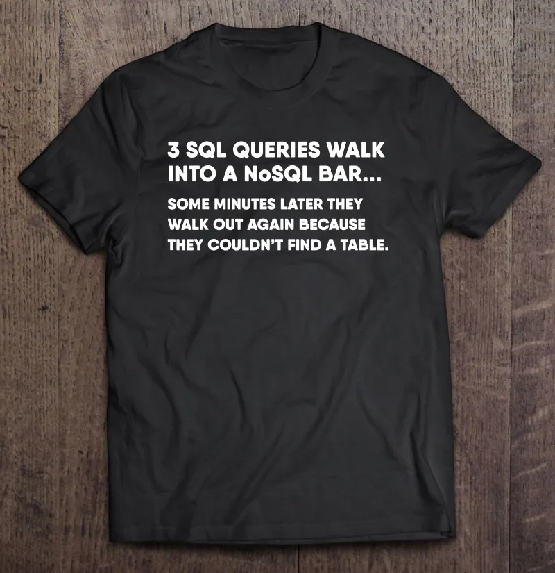 

Database Sql Query Joke For Programmer T Shirt Jokes Fruits Basket Anime Women T-Shirts Motocross Jokes Custom Shirt