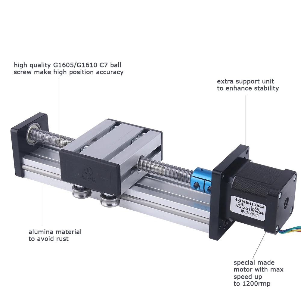 100 500mm effective stroke cnc linear guide slide stage table motion slide rail 1204 ballscrew actuator module 3d printer parts free global shipping