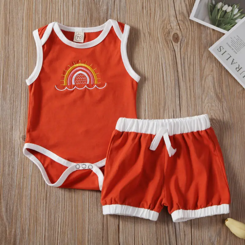 Новинка 2019 одежда с радужной вышивкой для новорожденных девочек и мальчиков