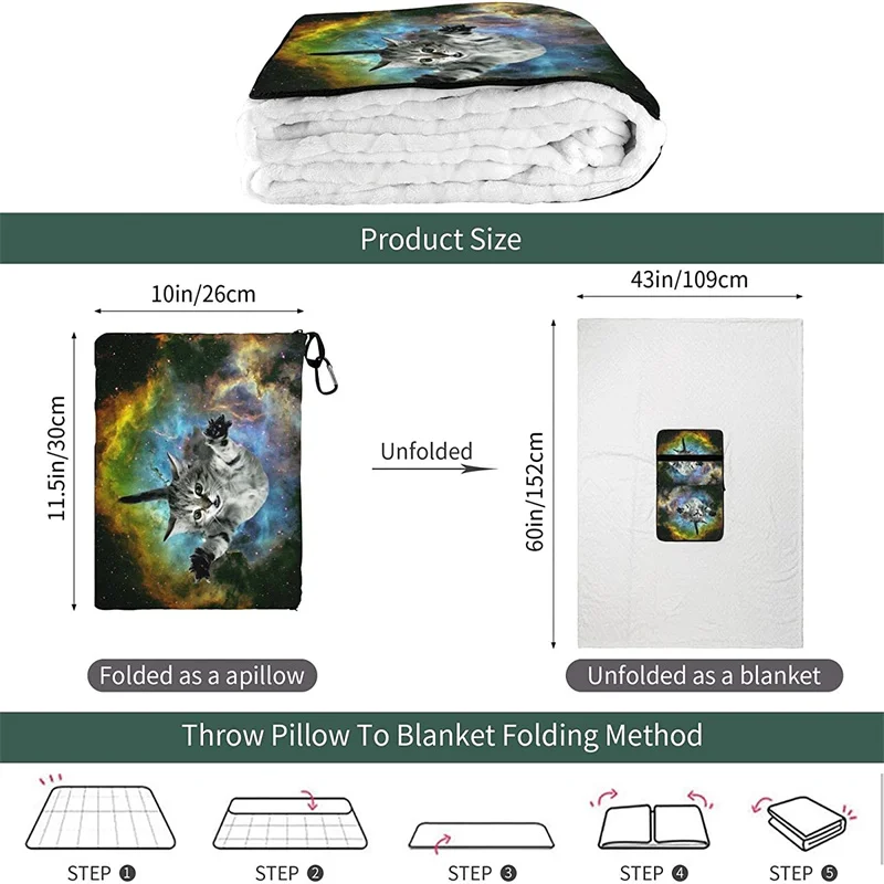 vender Galaxy Voando Gato Viagem Travesseiro Cobertor Dois-em-um Mochila Cinta E Compacto Avião Saco Cintura Suporte 60x43 Polegadas