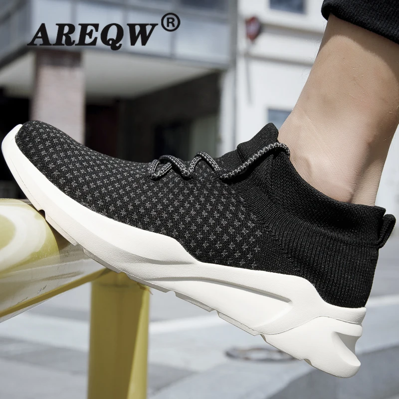 

2021 Men's Shoes Sports Shoes Mesh Casual Breathable Soft Bottom Flying Knit Socks Shoes