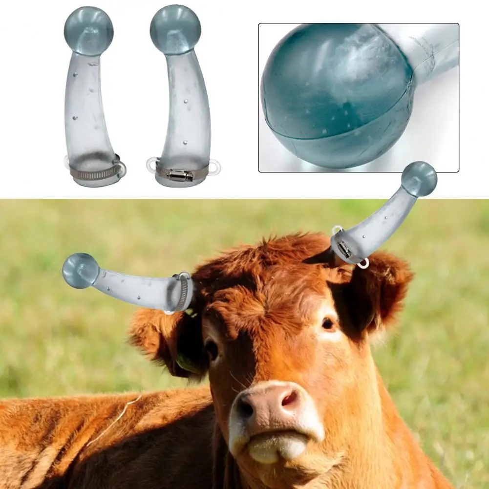 

Reusable 1 Set Practical Cow Angle Collision Proof Cover Silicone Cattle Horn Cover with Flexible Clamps for Farm Animal