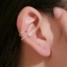 Двойной u-образные серьги вокруг уха клипсы с кристаллами для женщин новые циркониевые серьги ювелирных изделий в Корейском стиле Простые двойная линия клипсы для ушей в форме