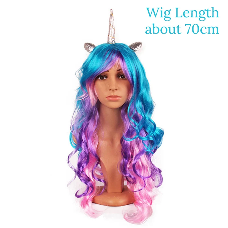 Парик Единорог для вечеринки украшение на день рождения длинные волнистые