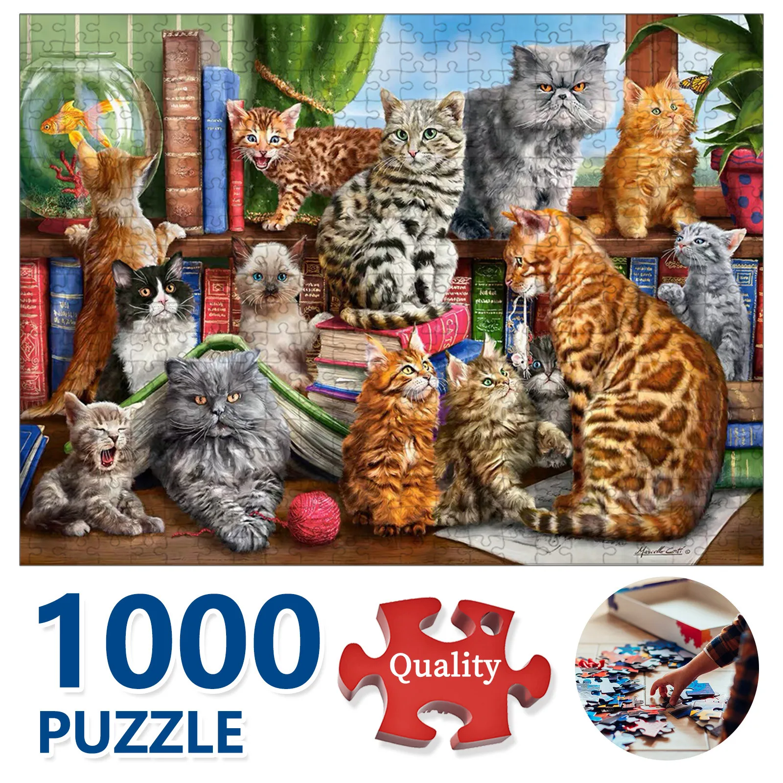 

Пазлы Монтессори 1000 шт., персонализированные развивающие игрушки, животные, кошки, головоломки, игры для детей, хороший подарок