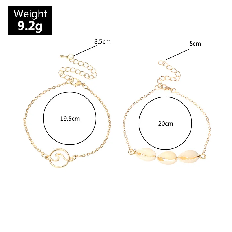 

2020 Summer Natural Shell Bohemian Bracelet Womens Simple Alloy Sea Beach Wave Pendant Hand Jewelry Boho Bracelets For Girls