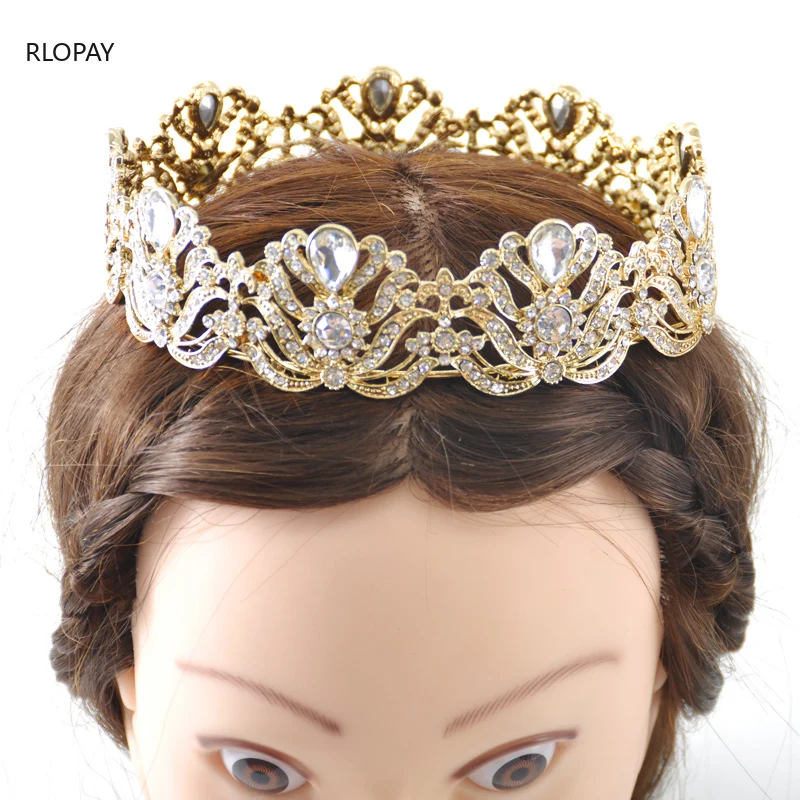 Moroccan Bride Hair Accessories Old Gold Rhinestone Vintage Tiara Wedding Headpieces for Women Crowns | Украшения и аксессуары
