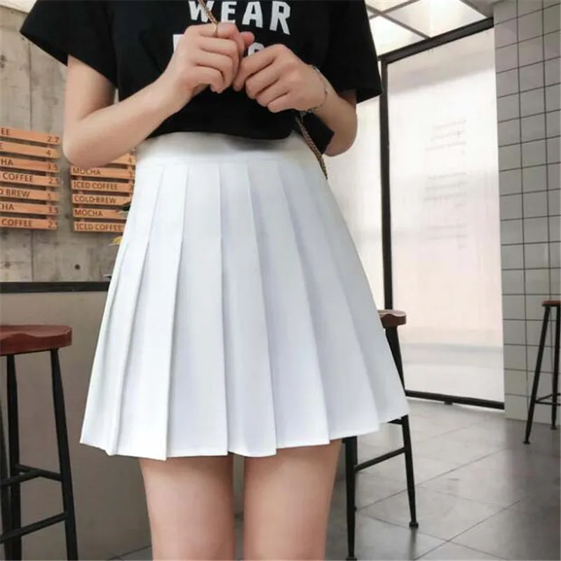 

2020 pleated skirt mujer faldas woman skirts womens saias mulher femme jupes fashion Solid color Mini College style Refreshing