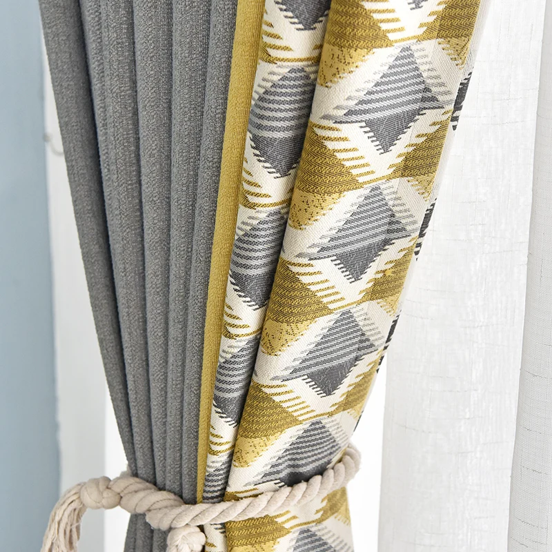 Занавески на заказ Скандинавская простая сращивающаяся хлопковая жаккардовая
