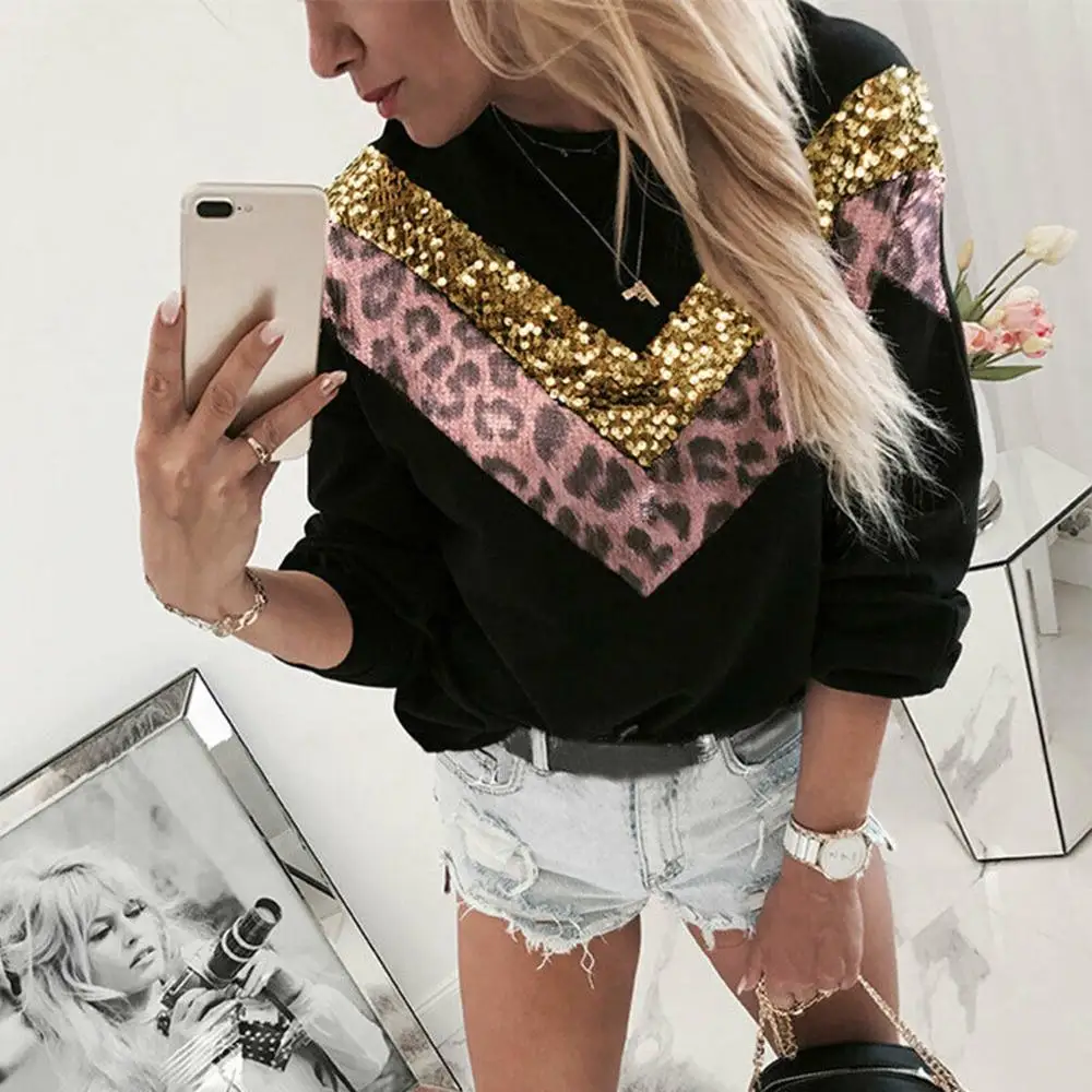 Женская толстовка с блестками и принтом губ модная Осенняя Толстовка