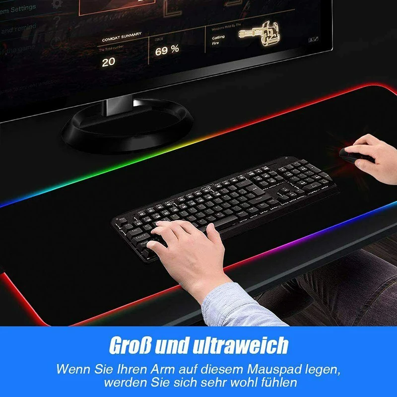 

RGB Gaming Mouse Pad Large Mouse Pad Gamer LED Computer Mouse Keyboard Mat with Backlight VH99
