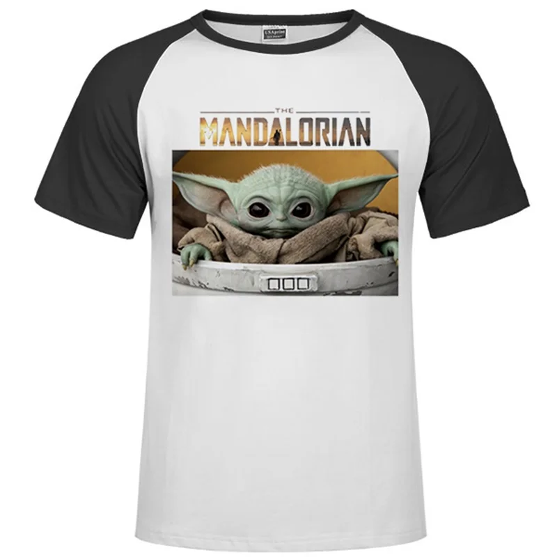 Детская футболка с надписью Yoda джедаем и цифрой Mandalorian белая вырезом лодочкой