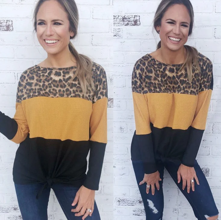 

New Wild Leopard print casual loose matching warm sweater jacket color