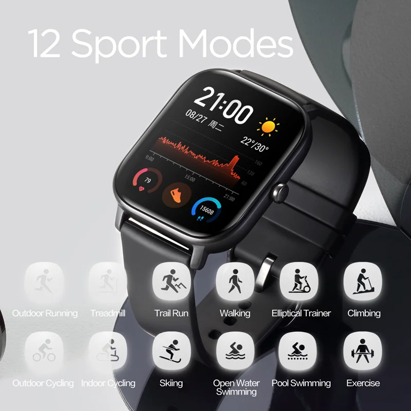 Global Version Amazfit GTS Smart Watch 5ATM Waterproof Swimming Smartwatch 14Days Battery Music Control for IOS Phone |