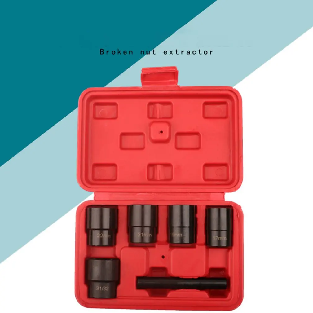 6 шт./компл. экстрактора гайки 17Mm-31/32 рукав экстрактор Стопорная гайка колеса для удаления поврежденных округлые болт с ручным управлением инструменты по доступной цене