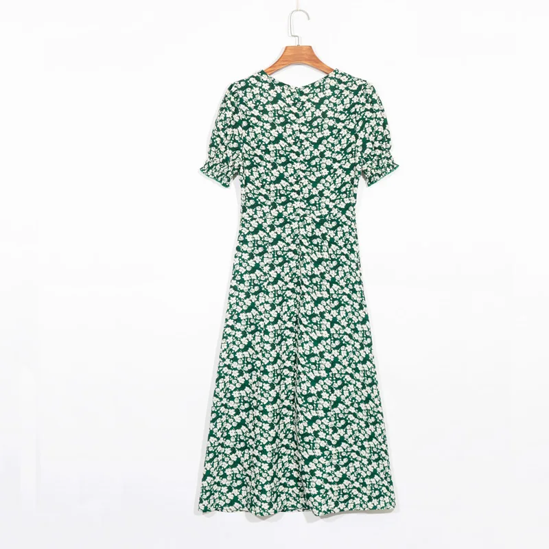 

Summer women's casual floral print short-sleeved slim dress Vestidos
