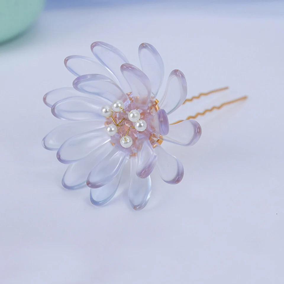 

Flower Hair Stick Crystal Alloy Flowers Hair Pin Vintage Chinese Hair Fork Handmade Bridal Jewelry Accessories