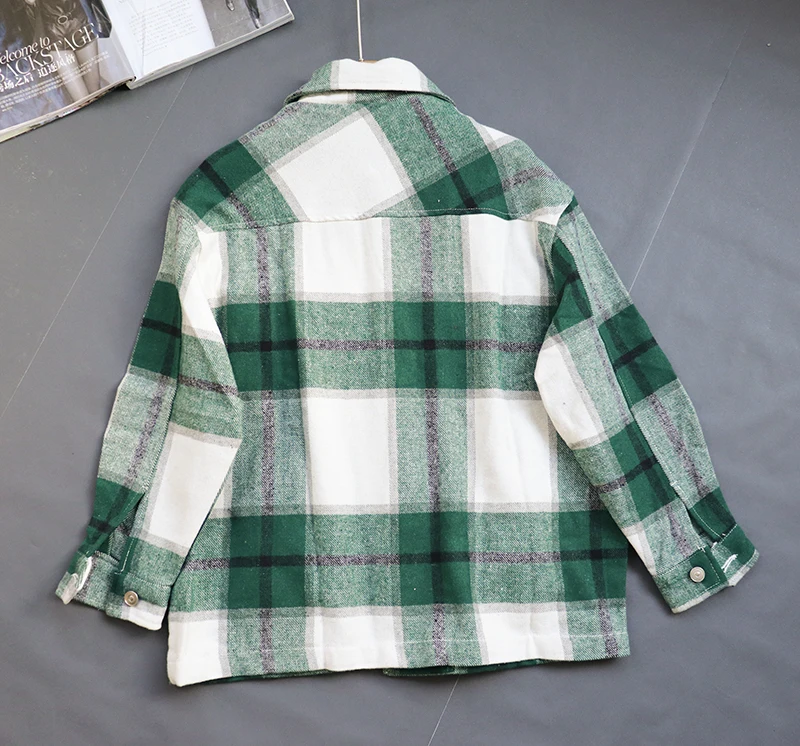 Рубашка женская в клетку винтажная теплая офисная блузка розового красного