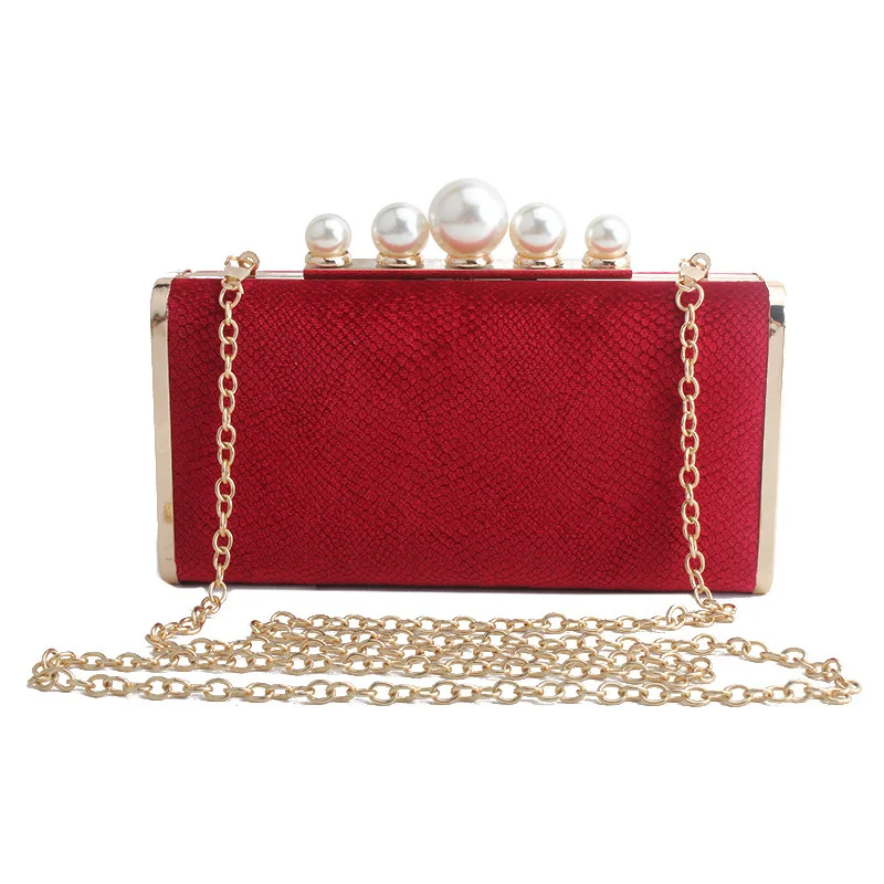 

Wedding Banquet Clutches bright handbag Flannelette Evening Bags Elegant Box Clutch Bag Pearl Vintage Party Women Shoulder Pouch