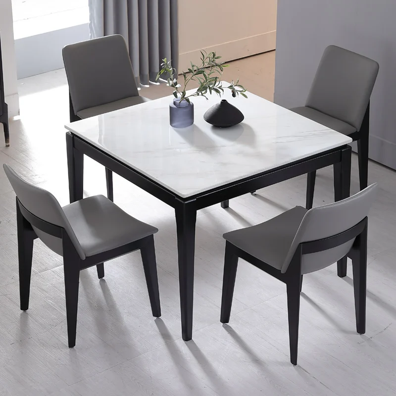 

Small Square Custom Marble Table For Kitchen Loft Mini Breakfast Table With 4 Chairs Combination Wall Desk Solid Wood Furniture