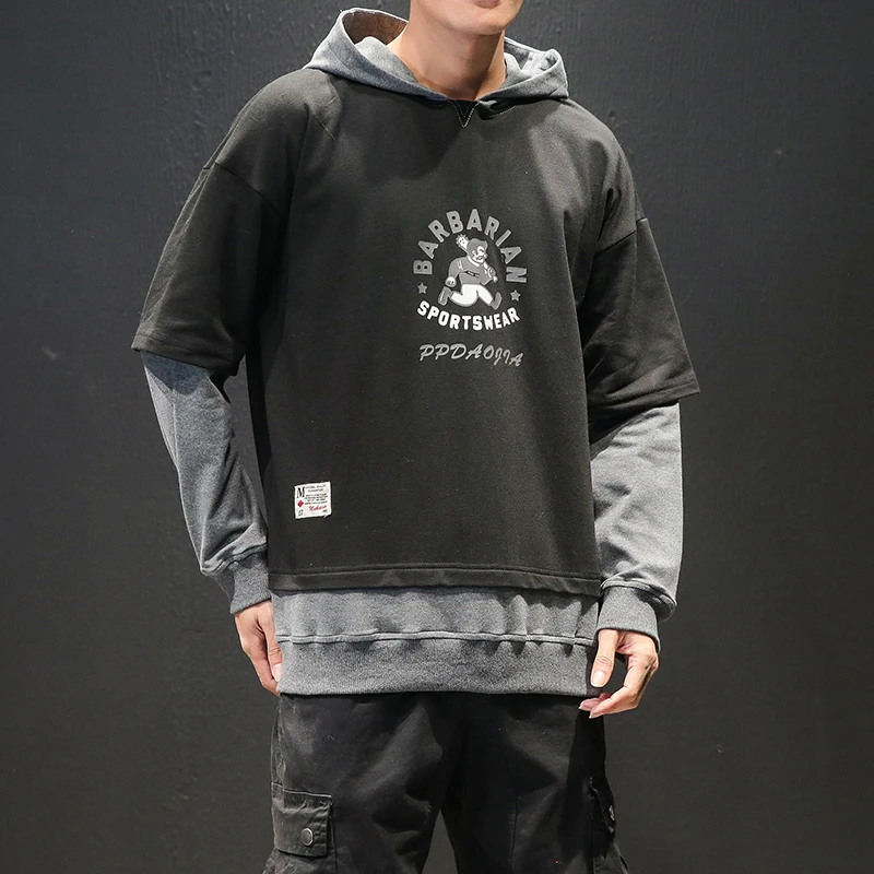 Дропшиппинг осень 2019 мужские поддельные две части толстовки повседневные