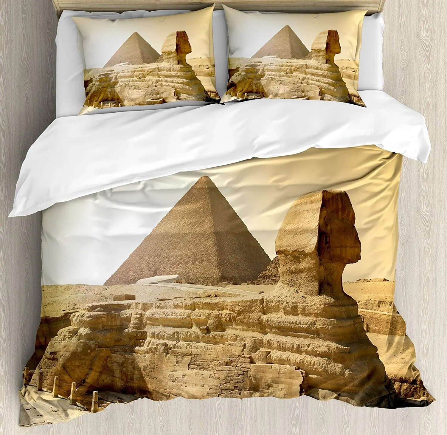 

Ancient Bedding Set Egyptian Pyramids Famous Great Landmark Wonders of the World Heritage View Duvet Cover Pillowcase Bed Set