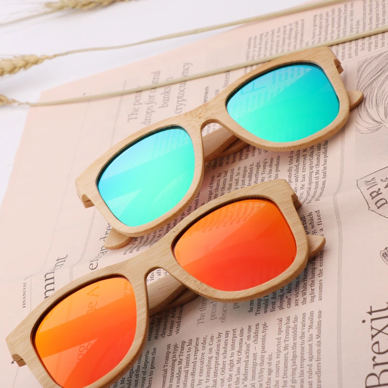 

2020 Brand Bamboo Sunglasses Polarized Sunglasses Men Classic Square Goggle Fashion Retro Female Sun Glasses Customizable Logo
