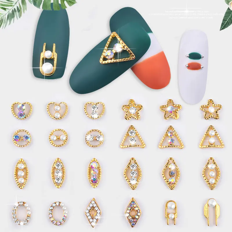 5 шт 3D Сплав Аксессуары для дизайна ногтей сверкающие хрустальные золотые ногти