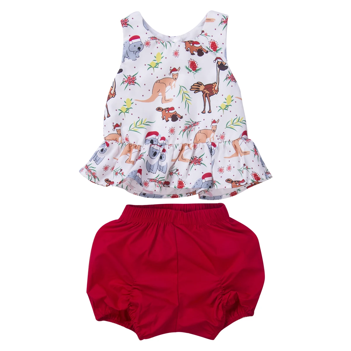 

Newborn Baby Girl Clothes Sleeveless Cartoon Animal Print Vest Tops+Baby Shorts Bottom 2PCS Outfits Clothing Set