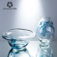 diamond star sky blue transparent glass vase compote set ornaments artificial blown crafts home decoration