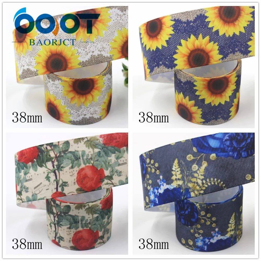 OOOT BAORJCT I-191123-2578, 38 мм 10 ярдов различные весенние цветы мультфильм корсажные ленты, лук Кепка, одежда, вечерние украшения DIY