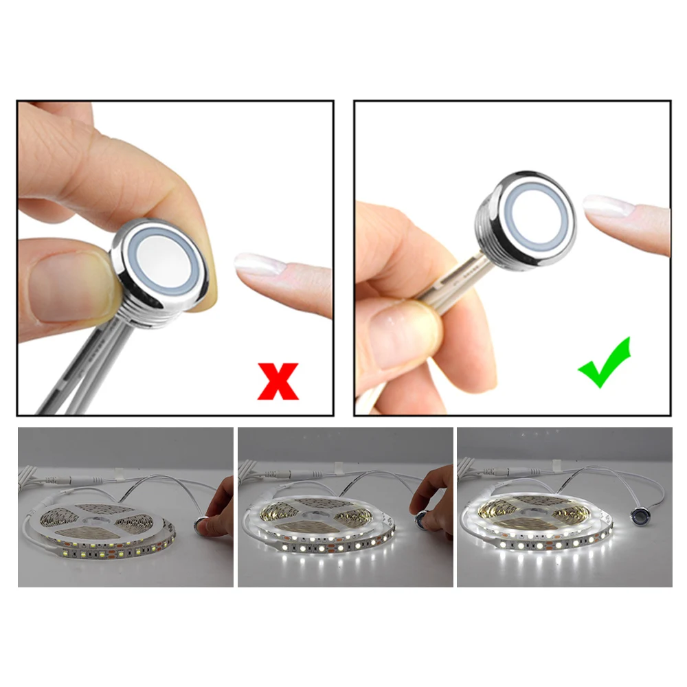 LED Dimmer Recessed Touch Sensor Switch Button Control Stepless Dimmable For Strip DIY Bed Closet Cabinet 5V 12V 24V | Лампы и