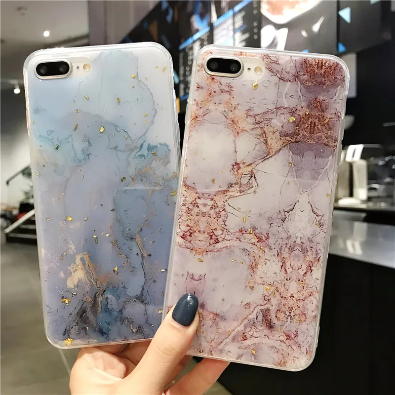 Lovebay Блестящий Золотой фольга мраморный чехол для телефона iPhone 11 Pro XS Max XR Мягкий