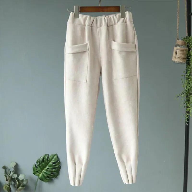 Теплые штаны-шаровары женские новые осенние зимние шерстяные брюки длиной до