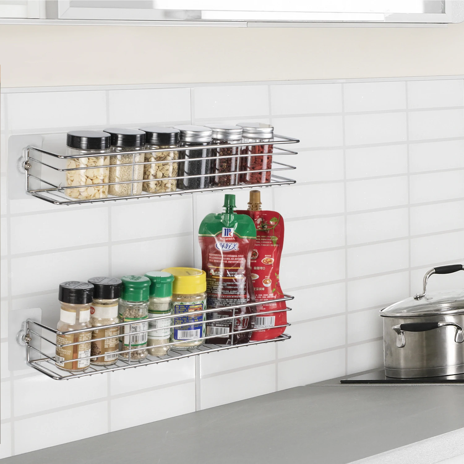 mimifly spice rack organizer wall mounted 2 pack floating shelves storage for kitchen cupboard pantry cabinet door pack of 2 free global shipping