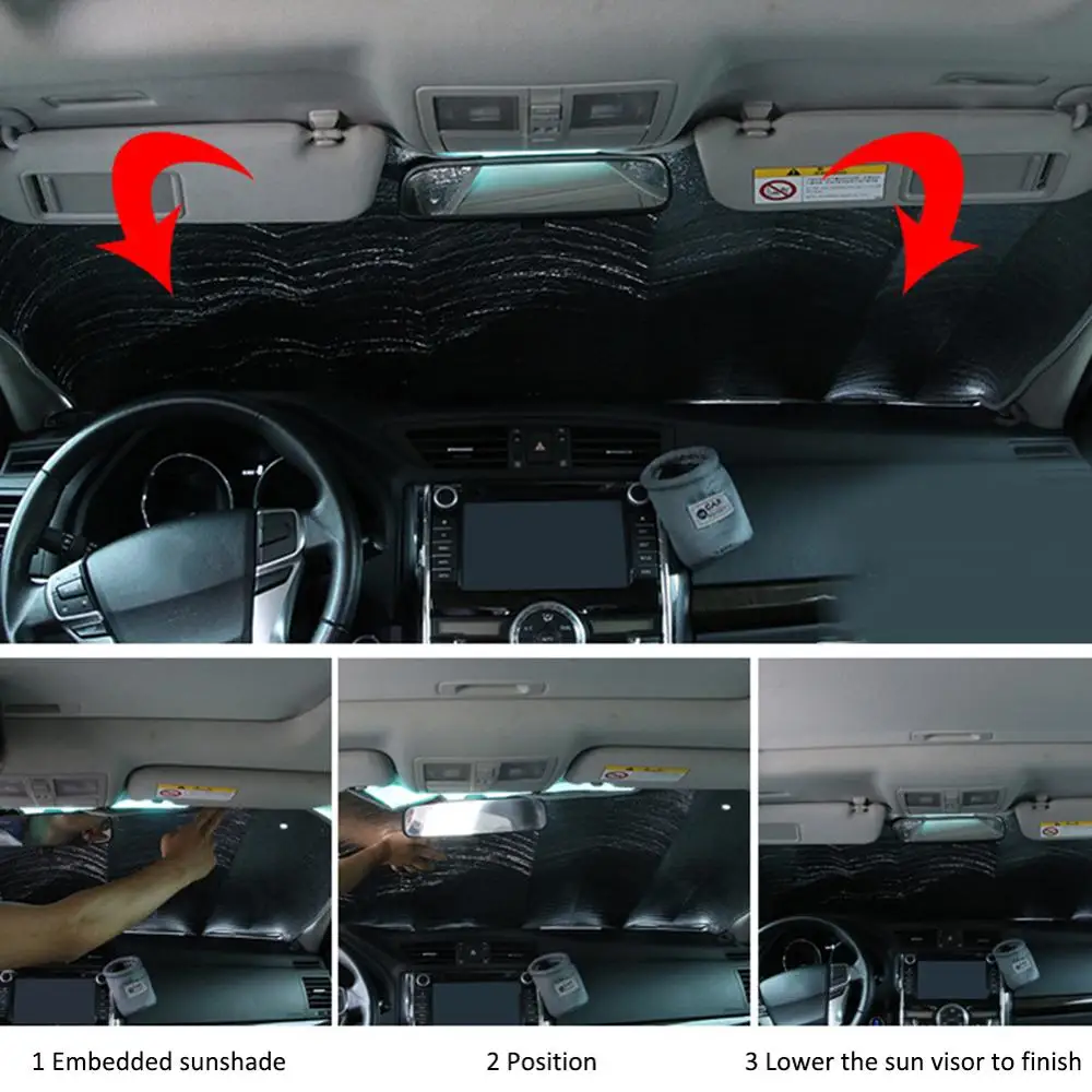 Универсальная защита от УФ-лучей солнца на переднее и заднее стекло автомобиля |