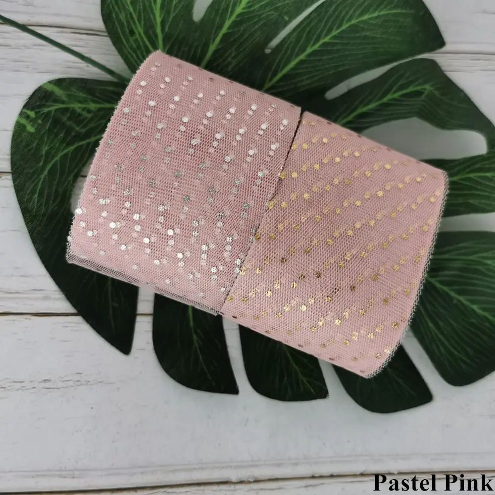 Pastel Pink 6 см, 23 м, блестящая Тюлевая лента в горошек золотистого и серебряного цвета, Тюлевая сетка, тканевые полоски, сделай сам, украшение для волос, Poms Journal, вечерние принадлежности - Цвет: Pastel Pink