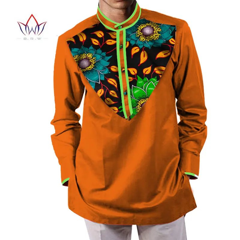 Летняя мужская африканская одежда dashikis camisa masculina батик Печать Топы мужские натуральный хлопок рубашки BRW WYN232