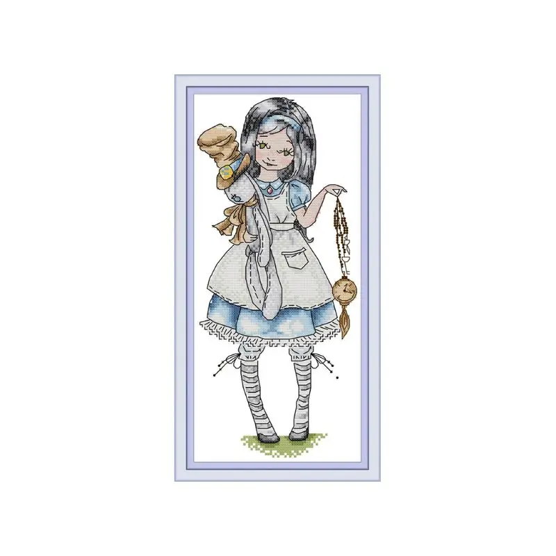 Многоцветный Alice Girl DIY рукоделие ручной работы Счетный 14CT Печатный Вышивка крестом высокое качество и бренд - Цвет: Многоцветный