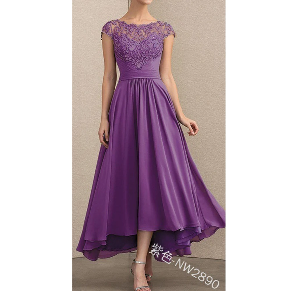 Женское длинное шифоновое платье WEPBEL повседневное кружевное с высокой талией и