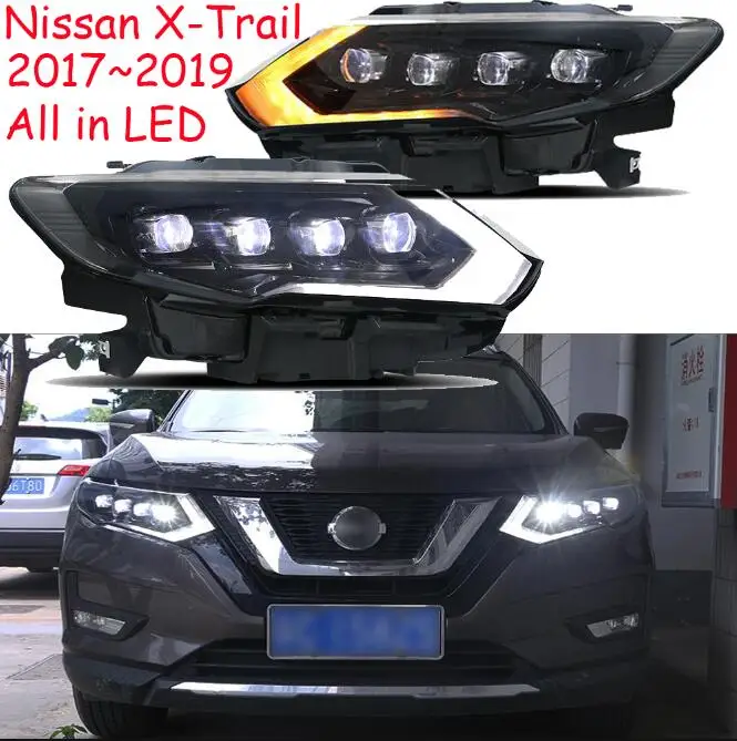 picture 2 шт.~ 2019y автомобильный bupmer головной светильник для Nissan X-Trail головной светильник Rogue X Trail xtrail автомобильные аксессуары светодиодный фонарь X-Trail налобный фонарь - Цвет: picture