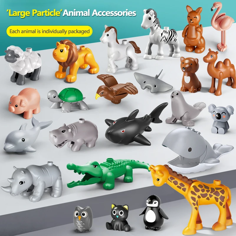 

Animals Zoo Big Size Building Blocks Accessories Toys Assembly Koala Kangaroo Eagle Flamingo Zebra toys For Children Kids Gifts