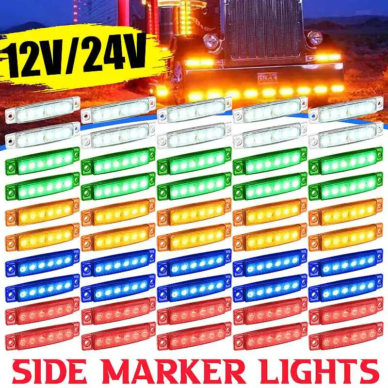 

10 шт 12V 24V 6 Led Грузовой автомобиль Прицеп Боковые указатели поворота Габаритные автомобилей сигнала поворота Стоп-сигнал заднего Предупрежд...